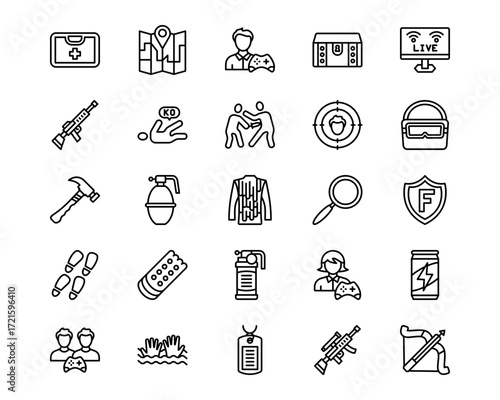 Battle Royale Line Vector Icons