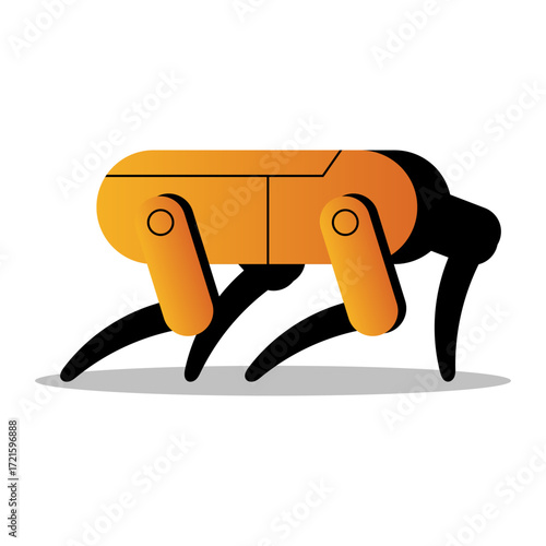 Futuristic Quadruped Robot Walking — Advanced Robotics Technology Vector Illustration, Editable Minimalist Design.