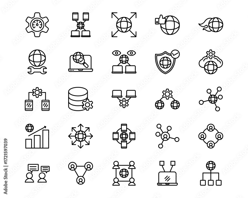 Fototapeta premium Networking Line Vector Icons