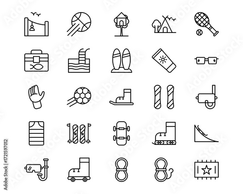 Outdoor Fun Line Vector Icons