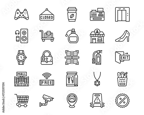 Mall Line Vector Icons