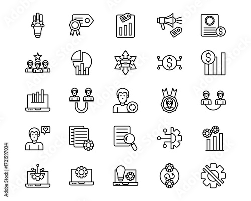 Business Analytics Line Vector Icons