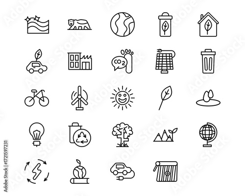 Earth Day Line Vector Icons