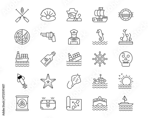 Ocean Line Vector Icons