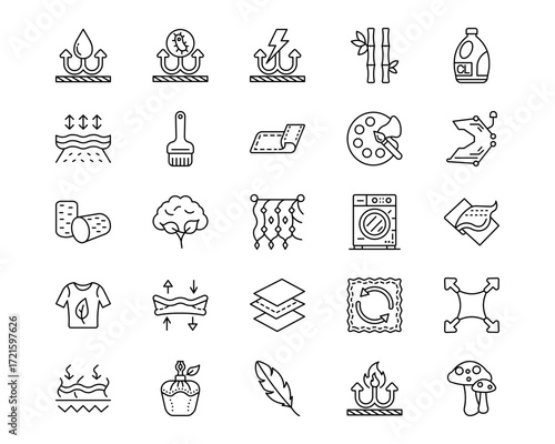 Fabric Features Line Vector Icons