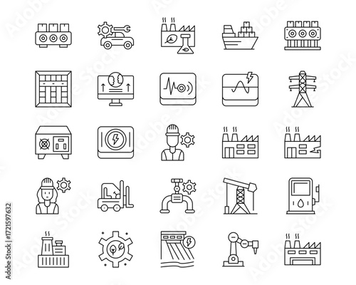 Manufacturing Line Vector Icons