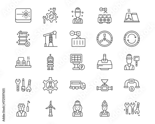 Manufacturing Line Vector Icons