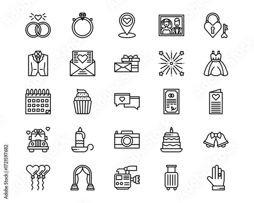 Wedding Line Vector Icons