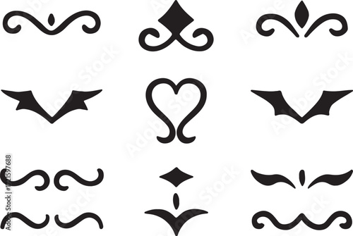 set of floral decorative design elements