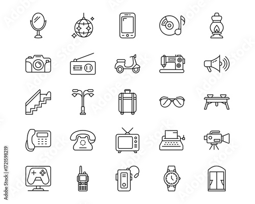 Retro Line Vector Icons