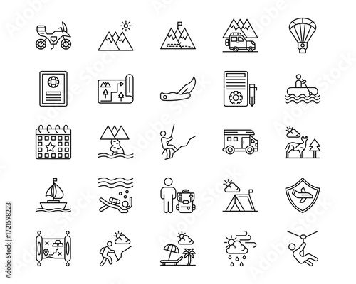 Adventure Line Vector Icons