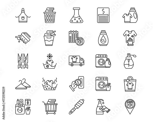 Laundry Line Vector Icons
