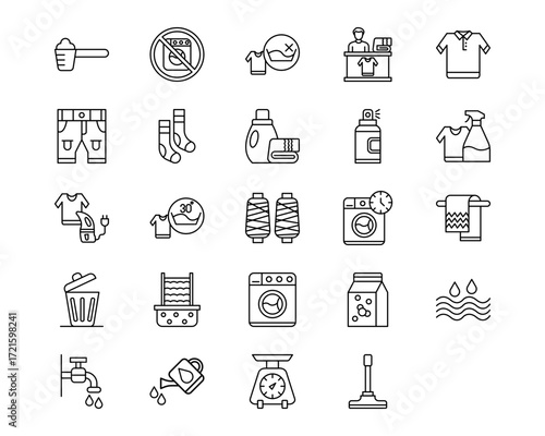Laundry Line Vector Icons
