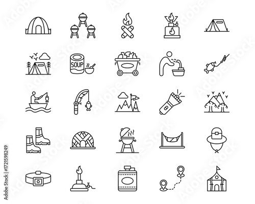 Trekking Line Vector Icons