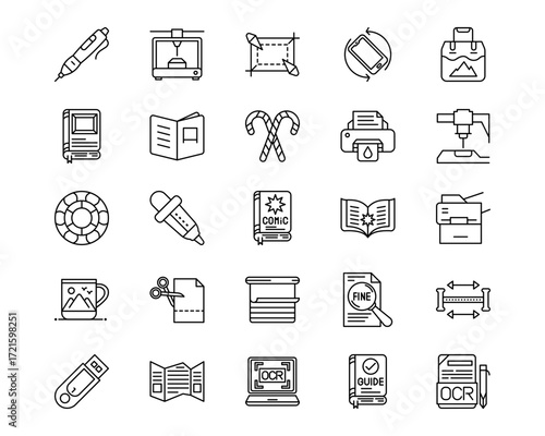 Printing Line Vector Icons