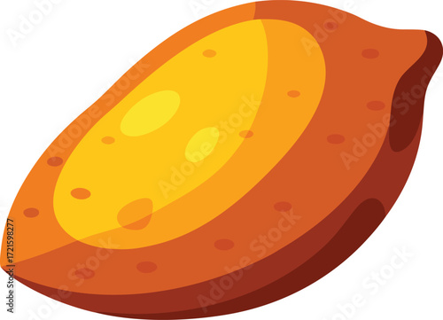 Sweet potato halved bright orange flesh vector illustration scalable eps icon food ingredient