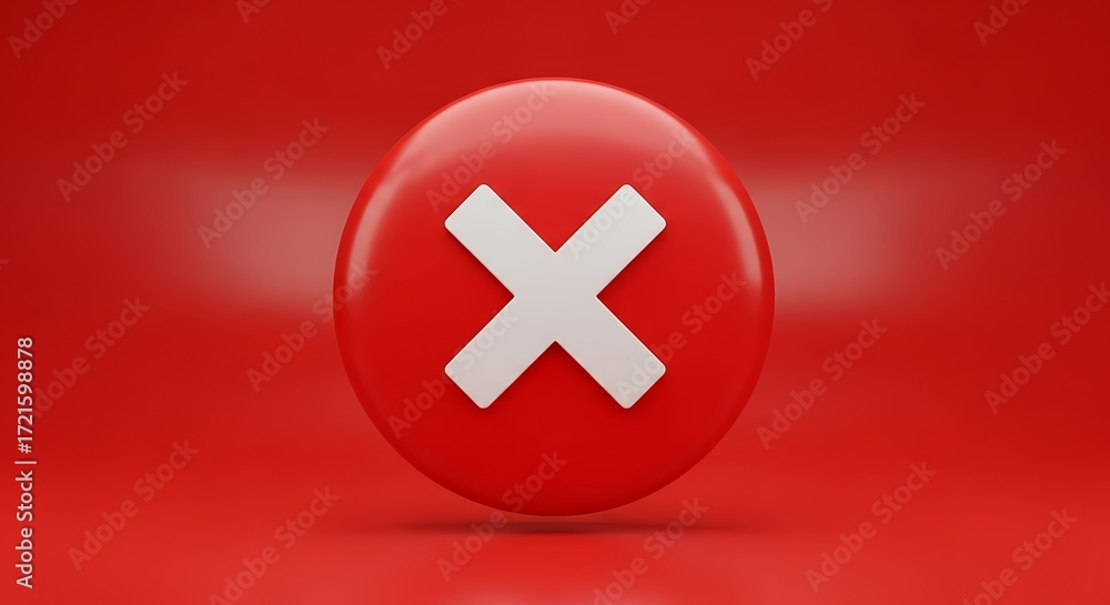Fototapeta premium Red Button with White X Mark.