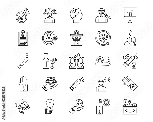 Addiction Line Vector Icons
