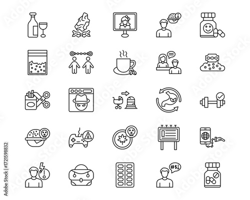 Addiction Line Vector Icons