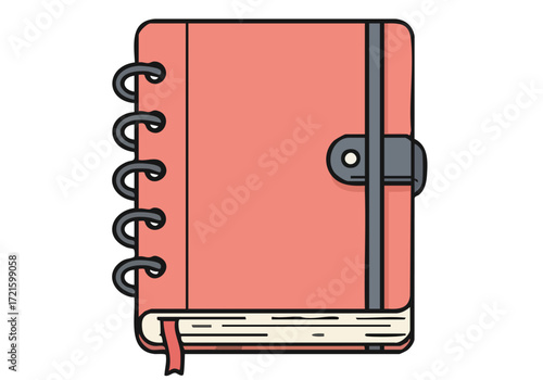 A minimalist illustration of a pink notebook titled "Therapy" with a ribbon. Clean, modern design. Perfect for wellness, self-care, or mental health themes.