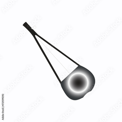 Abstract representation of a parachute with a light source inside, isolated on white background