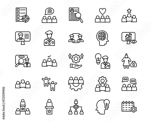 Staff Management Line Vector Icons