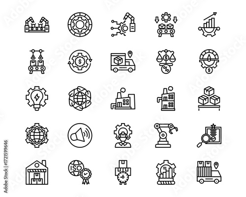Mass Production Line Vector Icons