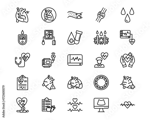 Cardiology Line Vector Icons