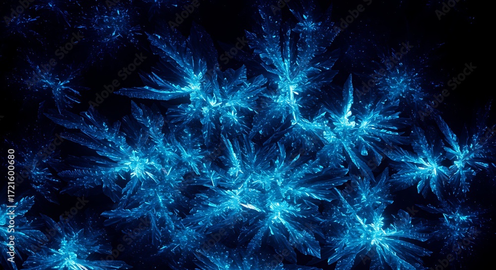 Fototapeta premium Abstract Blue Crystal Formations Microscopic View of Intricate Structures