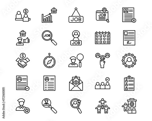 Hiring Process Line Vector Icons