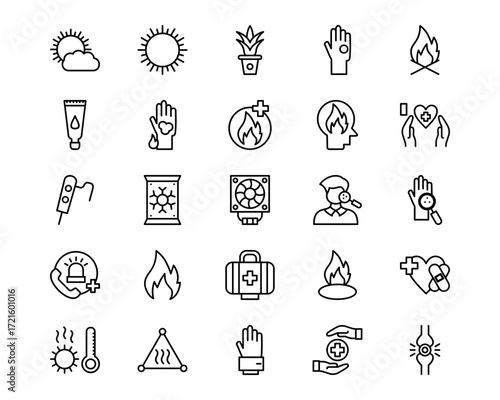 Skin Burns Line Vector Icons