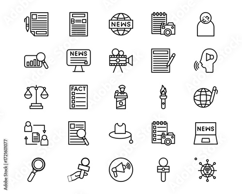 Press Freedom Day Line Vector Icons
