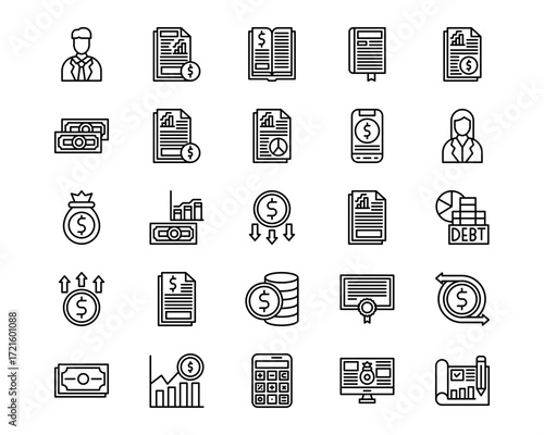Accounting Line Vector Icons