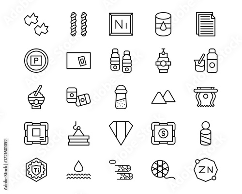 Raw Metrial Line Vector Icons
