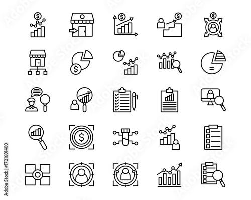 Market Research Line Vector Icons