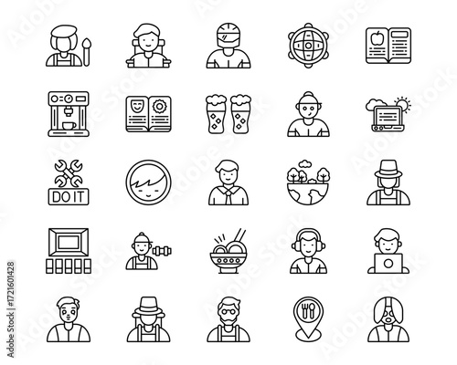 Urban Tribes Line Vector Icons