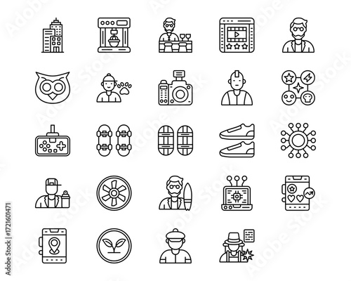 Urban Tribes Line Vector Icons