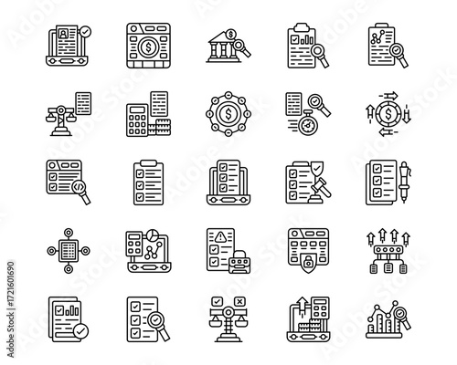 Business Audit Line Vector Icons