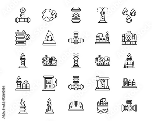 Oil And Gas Line Vector Icons
