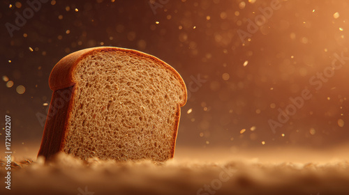 Whole grain bread slice rustic texture warm light diet for longevity focus cozy mood
