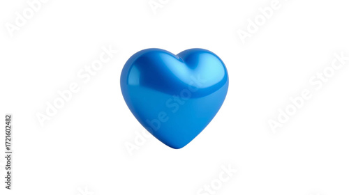 Blue glossy heart with soft shadows offers clean, modern aesthetics for digital art, web design, and branding with PNG and transparent background.
