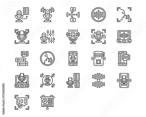 Voice Recognition Line Vector Icons
