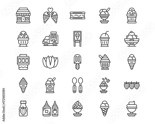 Icecream Shop Line Vector Icons