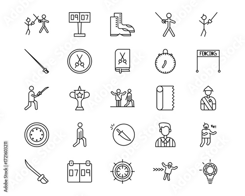 Fencing Line Vector Icons