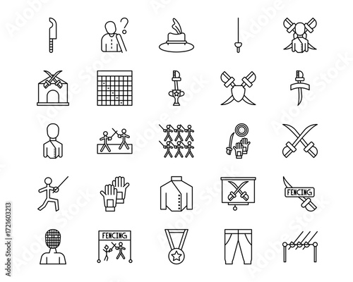 Fencing Line Vector Icons