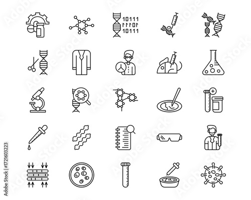 Biotechnology Line Vector Icons
