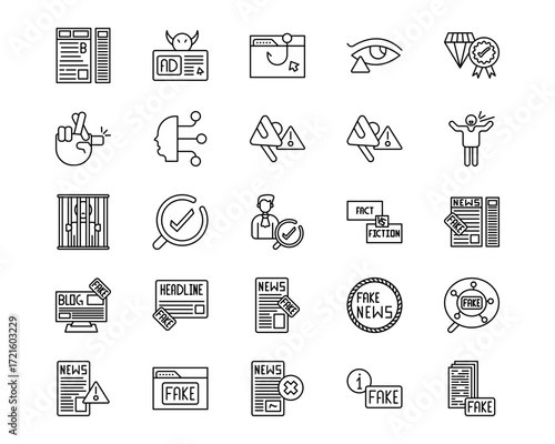 Fake News Line Vector Icons
