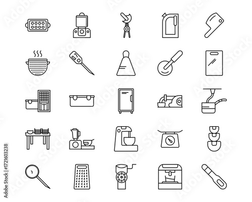Food Processing Line Vector Icons