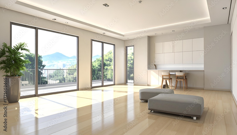 Fototapeta premium Interior of empty modern living room 3 D rendering