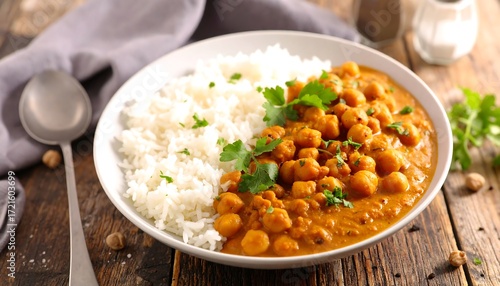 Spicy chickpeas over rice